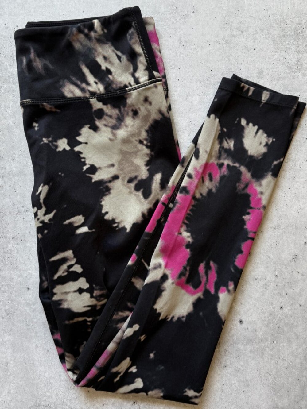 Noli Tie Dye Leggings Size L Black Pink High Rise Activewear